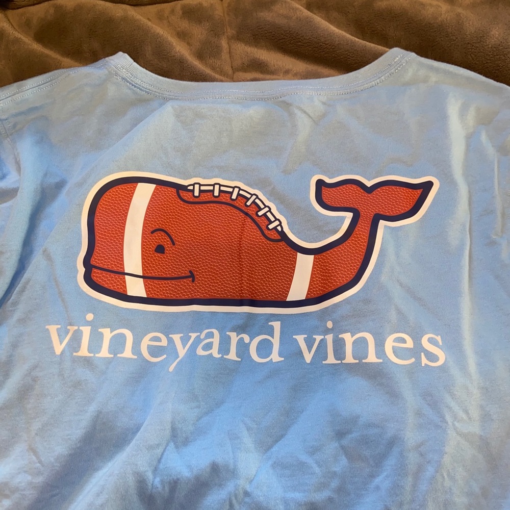 Vineyard Vines Blue Long Sleeve Tee with Red Whale